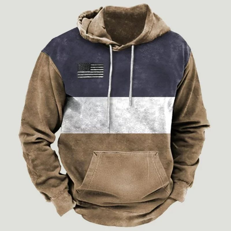 Casual stralende hoodie voor mannen met zon-en-maanmotief en etnische details.