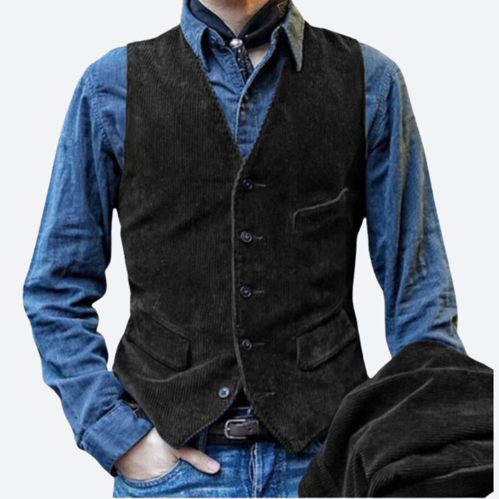 Fluwelen herengilet voor mannen, perfect voor formele gelegenheden en ideale extra laag voor herfst- en winterdagen.